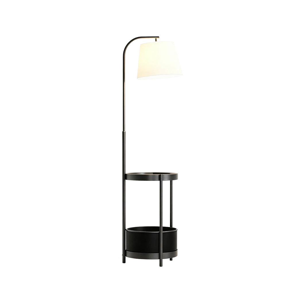LIVARA Modern Floor Lamp with Adjustable Reading Arm and Fabric Shade for Living Room Bedroom - Black