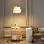 LIVARA Modern Floor Lamp with Adjustable Reading Arm and Fabric Shade for Living Room Bedroom - Black（副本）