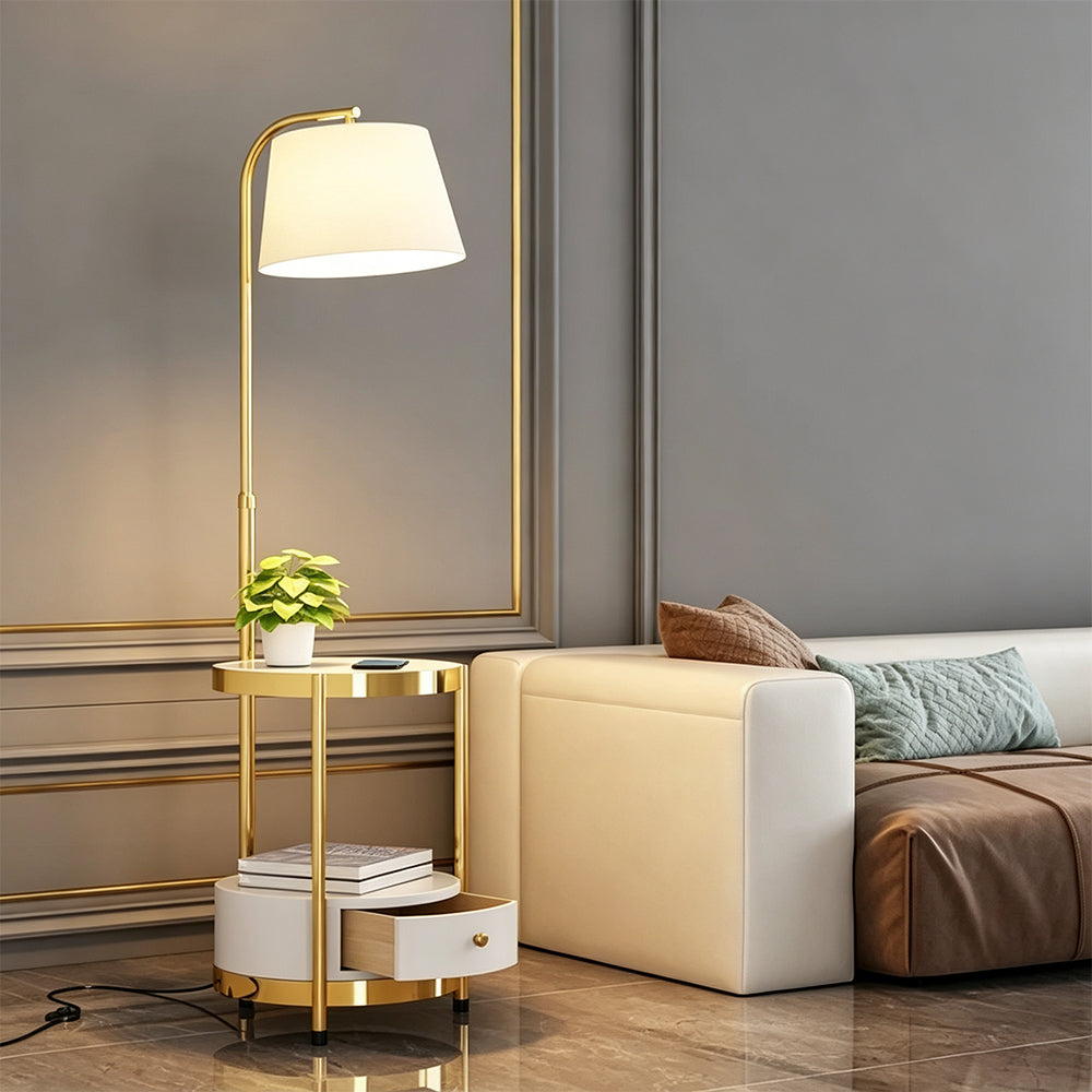 LIVARA Modern Floor Lamp with Adjustable Reading Arm and Fabric Shade for Living Room Bedroom - Black（副本）