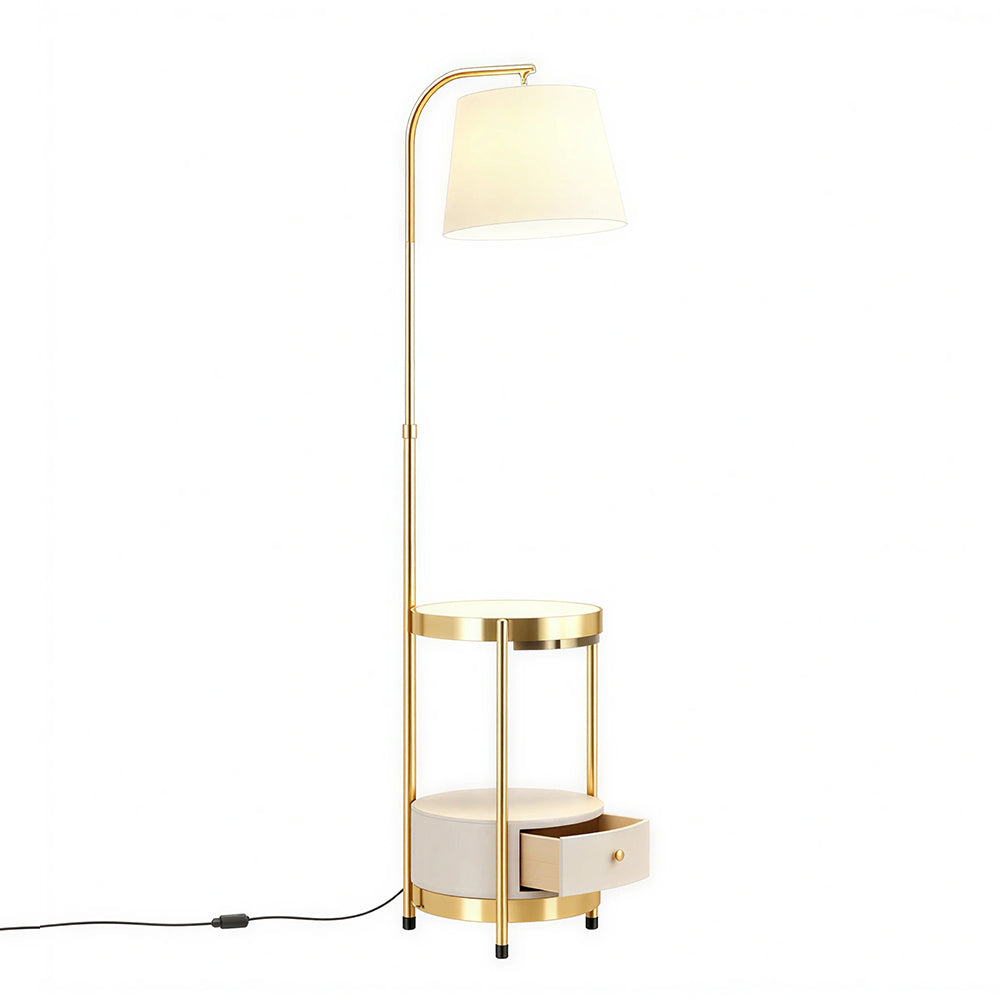 LIVARA Modern Floor Lamp with Adjustable Reading Arm and Fabric Shade for Living Room Bedroom - Black（副本）