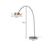 LIVARA Modern Arc Floor Lamp with Circular LED Ring Light for Living Room Reading Area - Pearl Black