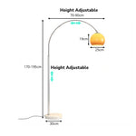 LIVARA Modern Arc Floor Lamp with Adjustable Dome Shade and Marble Base for Living Room Reading Area - Silver & Orange