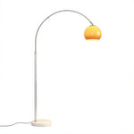 LIVARA Modern Arc Floor Lamp with Adjustable Dome Shade and Marble Base for Living Room Reading Area - Silver & Orange