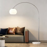 LIVARA Modern Arc Floor Lamp with Adjustable Dome Shade and Marble Base for Living Room Reading Area - White