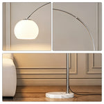 LIVARA Modern Arc Floor Lamp with Adjustable Dome Shade and Marble Base for Living Room Reading Area - White