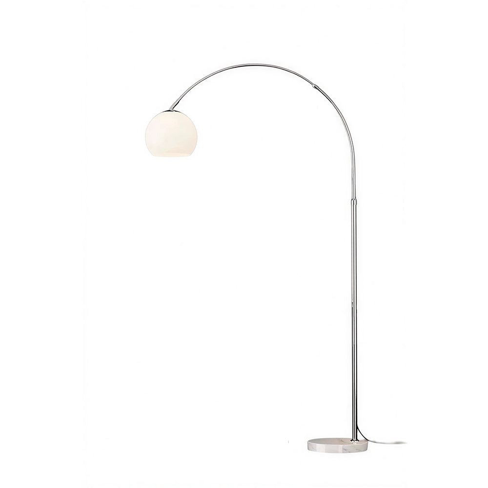 LIVARA Modern Arc Floor Lamp with Adjustable Dome Shade and Marble Base for Living Room Reading Area - White