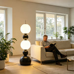 LIVARA Sculptural Globe Floor Lamp with Full Spectrum Eye-Care Lighting for Living Room Bedroom - Premium Black & White