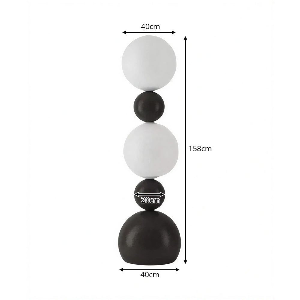 LIVARA Sculptural Globe Floor Lamp with Full Spectrum Eye-Care Lighting for Living Room Bedroom - Premium Black & White