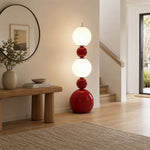 LIVARA Sculptural Globe Floor Lamp with Full Spectrum Eye-Care Lighting for Living Room Bedroom - Red & White
