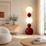 LIVARA Sculptural Globe Floor Lamp with Full Spectrum Eye-Care Lighting for Living Room Bedroom - Red & White