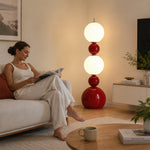 LIVARA Sculptural Globe Floor Lamp with Full Spectrum Eye-Care Lighting for Living Room Bedroom - Red & White