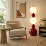 LIVARA Sculptural Globe Floor Lamp with Full Spectrum Eye-Care Lighting for Living Room Bedroom - Red & White