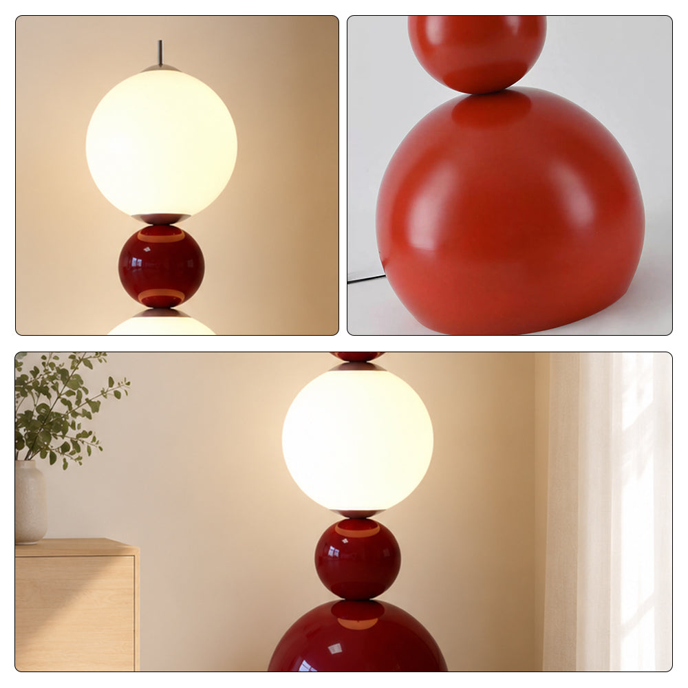 LIVARA Sculptural Globe Floor Lamp with Full Spectrum Eye-Care Lighting for Living Room Bedroom - Red & White