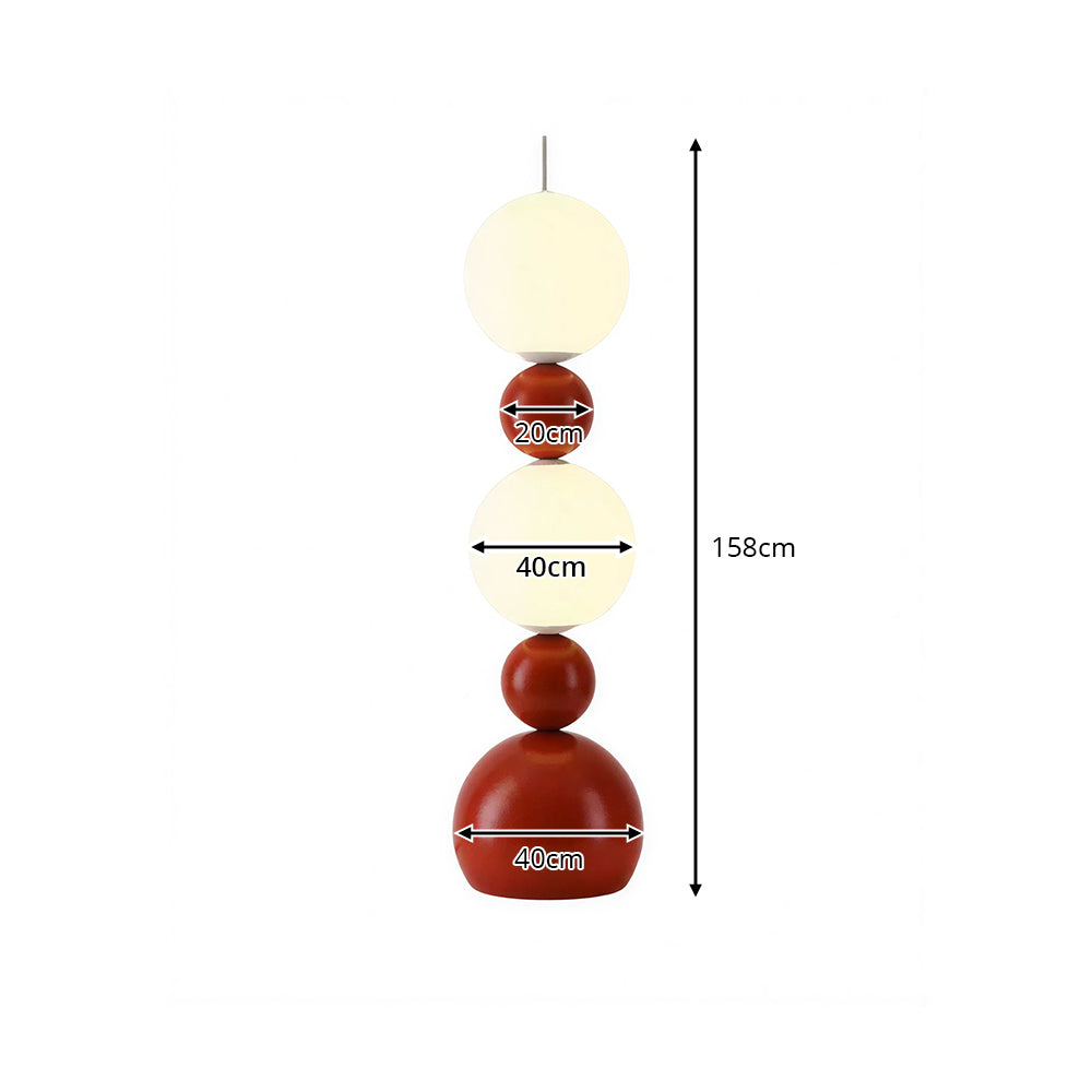 LIVARA Sculptural Globe Floor Lamp with Full Spectrum Eye-Care Lighting for Living Room Bedroom - Red & White
