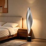 LIVARA Sculptural 3D Mesh LED Table Lamp with Floating Leaf Design for Living Room Bedroom - Silver & Black