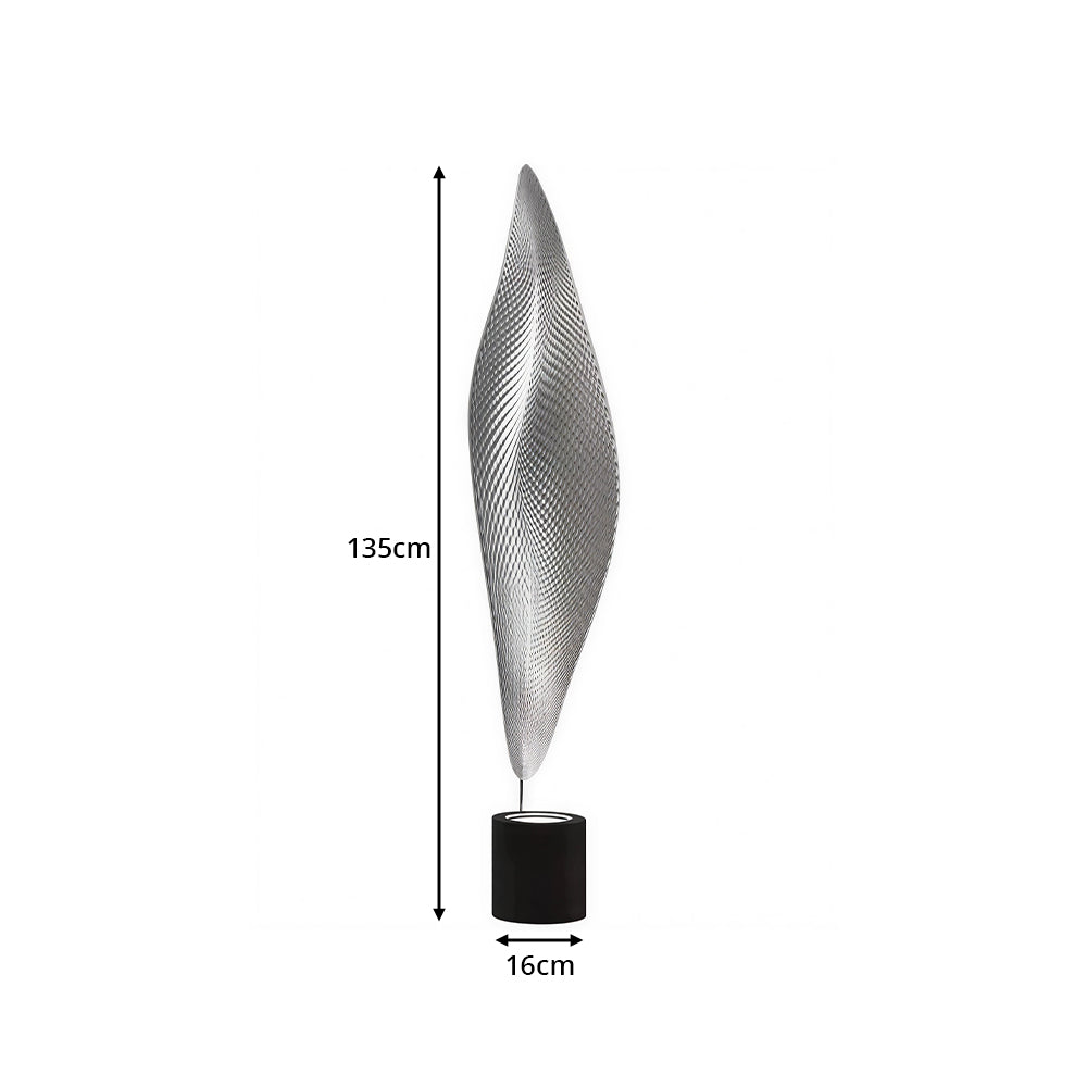 LIVARA Sculptural 3D Mesh LED Table Lamp with Floating Leaf Design for Living Room Bedroom - Silver & Black