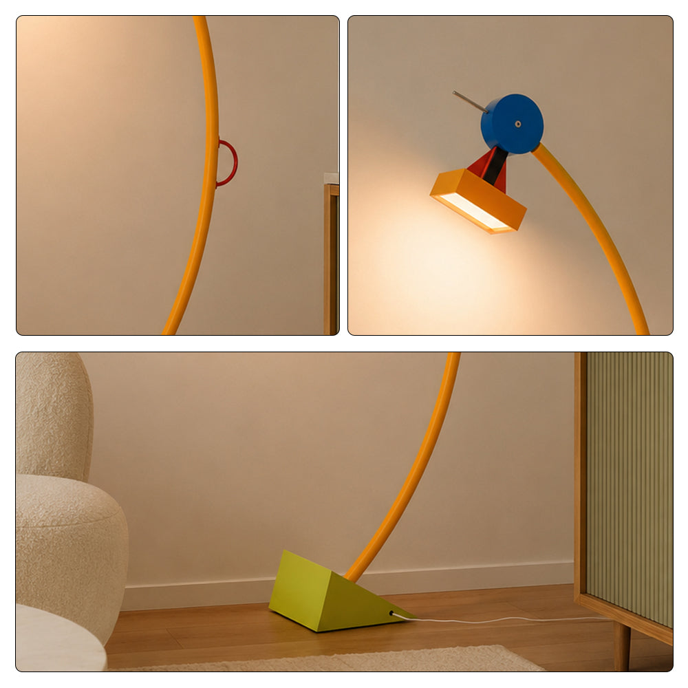 LIVARA Playful Arc Floor Lamp with Geometric Shade for Kids Room Bedroom Reading Area - Multicolour