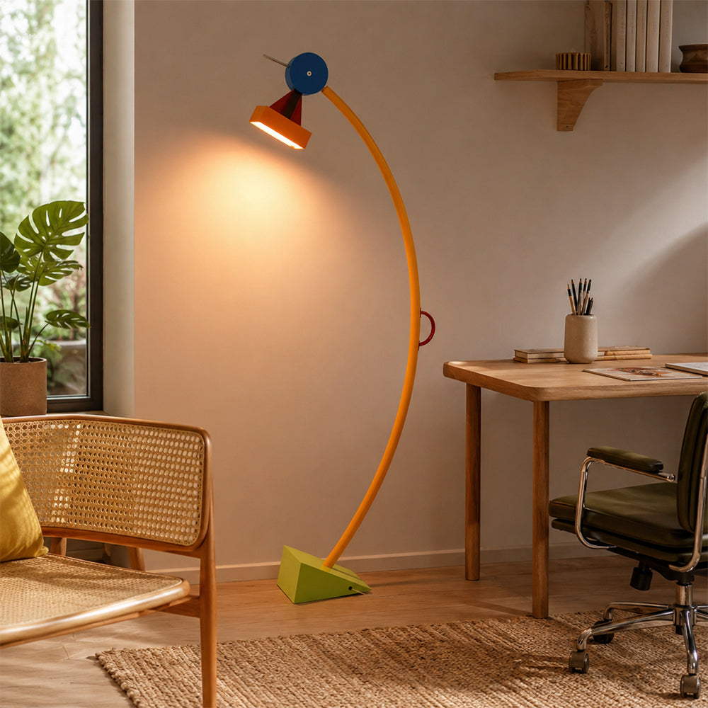LIVARA Playful Arc Floor Lamp with Geometric Shade for Kids Room Bedroom Reading Area - Multicolour