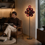LIVARA Modern Bubble Cluster Floor Lamp with Sculptural Globe Shades for Living Room Bedroom - Burgundy & Black