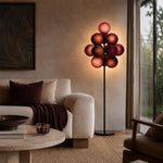 LIVARA Modern Bubble Cluster Floor Lamp with Sculptural Globe Shades for Living Room Bedroom - Burgundy & Black