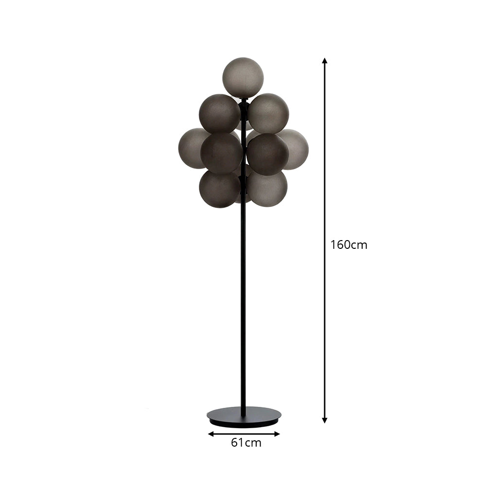 LIVARA Modern Bubble Cluster Floor Lamp with Sculptural Globe Shades for Living Room Bedroom - Grey