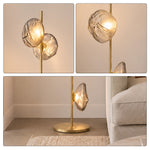 LIVARA Modern Floral Glass Floor Lamp with Sculptural Petal Shades for Living Room Bedroom - Gold & Smoke Grey