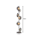LIVARA Modern Floral Glass Floor Lamp with Sculptural Petal Shades for Living Room Bedroom - Black & Smoke Grey