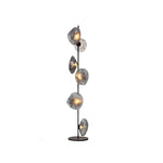 LIVARA Modern Floral Glass Floor Lamp with Sculptural Petal Shades for Living Room Bedroom - Black & Smoke Grey