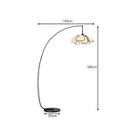 LIVARA Modern Arc Floor Lamp with Floral Petal Shade for Living Room Bedroom Reading Area - Black & Cream