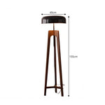 LIVARA Mid-Century Solid Wood Tripod Floor Lamp with Dome Shade for Living Room Bedroom - Walnut & Black