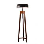 LIVARA Mid-Century Solid Wood Tripod Floor Lamp with Dome Shade for Living Room Bedroom - Walnut & Black