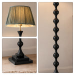 LIVARA Sculptural Beaded Floor Lamp with Pleated Fabric Shade for Living Room Bedroom - Black & Dark Green