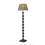 LIVARA Sculptural Beaded Floor Lamp with Pleated Fabric Shade for Living Room Bedroom - Black & Dark Green