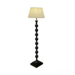 LIVARA Sculptural Beaded Floor Lamp with Pleated Fabric Shade for Living Room Bedroom - Black & White