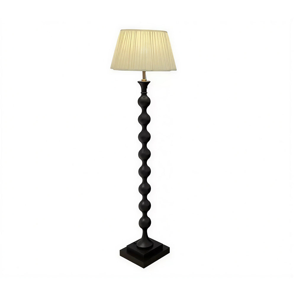 LIVARA Sculptural Beaded Floor Lamp with Pleated Fabric Shade for Living Room Bedroom - Black & White