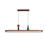 LIVARA Modern Linear Pendant Light with Wood Grain Bar and Integrated LED for Dining Room Kitchen Island - Walnut
