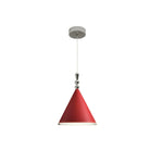 LIVARA Modern Cone Pendant Light with Wide Metal Shade for Dining Room Kitchen Island - Red & Chrome
