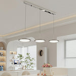 LIVARA Modern 3 Light Linear Pendant with Disc Shades for Dining Room Kitchen Island - Chrome