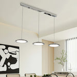 LIVARA Modern 3 Light Linear Pendant with Disc Shades for Dining Room Kitchen Island - Chrome