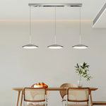 LIVARA Modern 3 Light Linear Pendant with Disc Shades for Dining Room Kitchen Island - Chrome