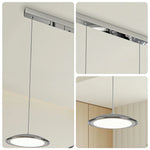LIVARA Modern 3 Light Linear Pendant with Disc Shades for Dining Room Kitchen Island - Chrome