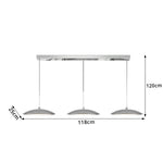 LIVARA Modern 3 Light Linear Pendant with Disc Shades for Dining Room Kitchen Island - Chrome
