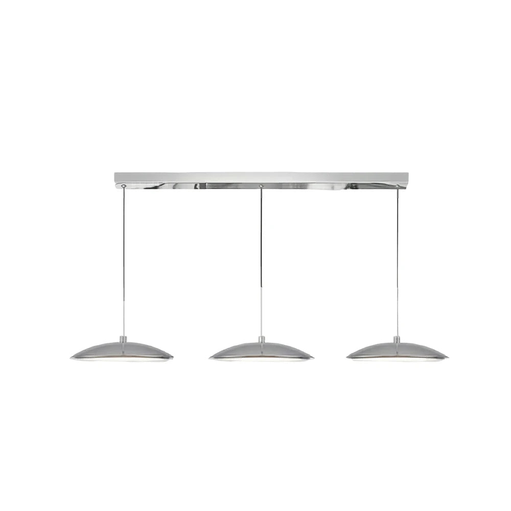 LIVARA Modern 3 Light Linear Pendant with Disc Shades for Dining Room Kitchen Island - Chrome