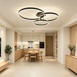 LIVARA Modern 3 Ring LED Flush Mount Ceiling Light for Living Room Bedroom - Black & White
