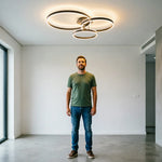 LIVARA Modern 3 Ring LED Flush Mount Ceiling Light for Living Room Bedroom - Black & White