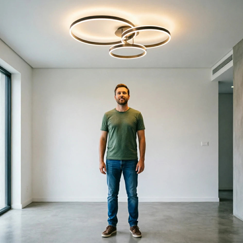 LIVARA Modern 3 Ring LED Flush Mount Ceiling Light for Living Room Bedroom - Black & White