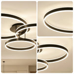 LIVARA Modern 3 Ring LED Flush Mount Ceiling Light for Living Room Bedroom - Black & White