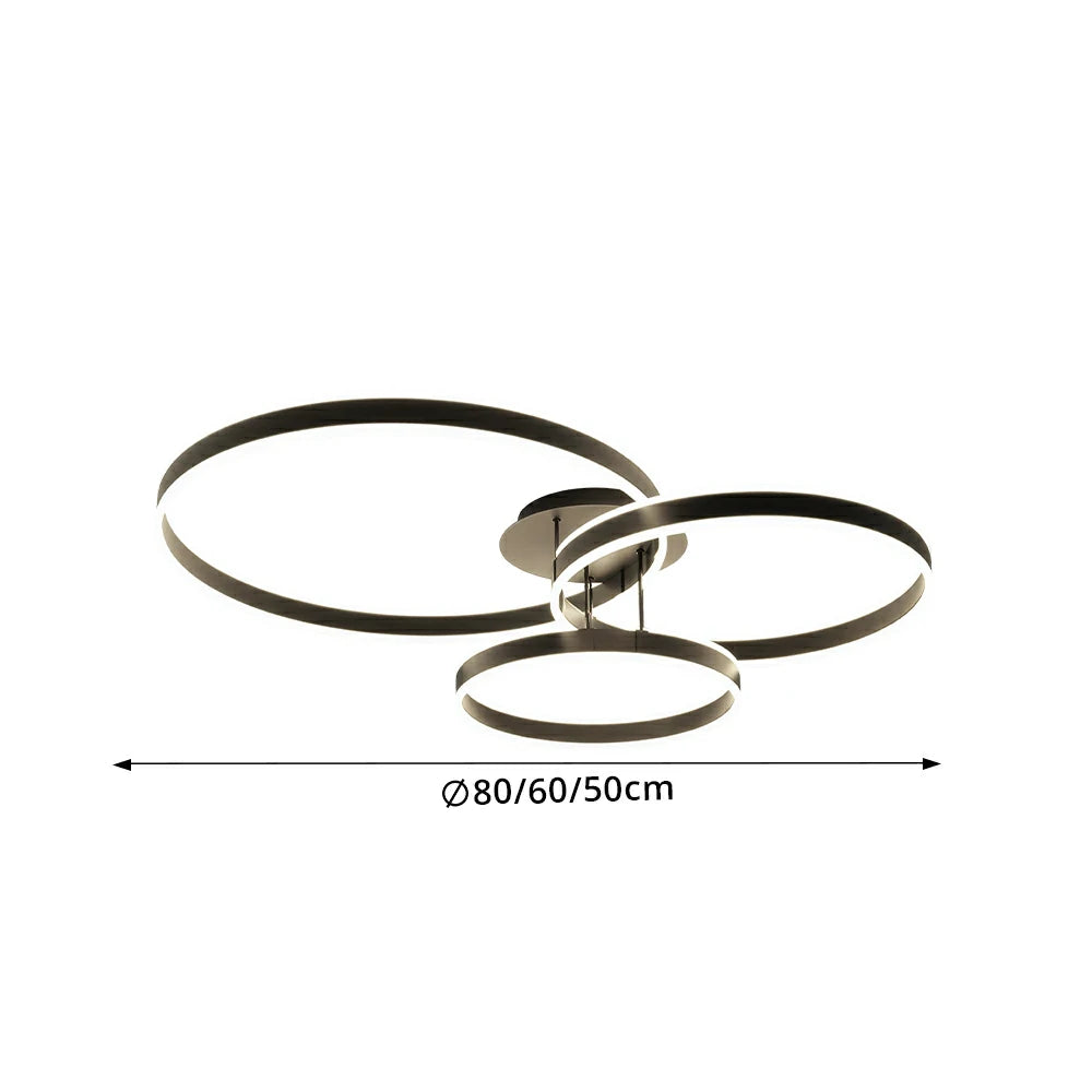 LIVARA Modern 3 Ring LED Flush Mount Ceiling Light for Living Room Bedroom - Black & White