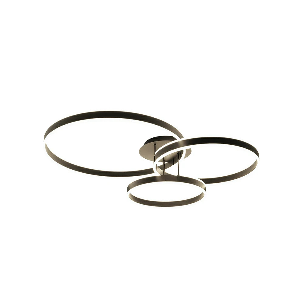 LIVARA Modern 3 Ring LED Flush Mount Ceiling Light for Living Room Bedroom - Black & White