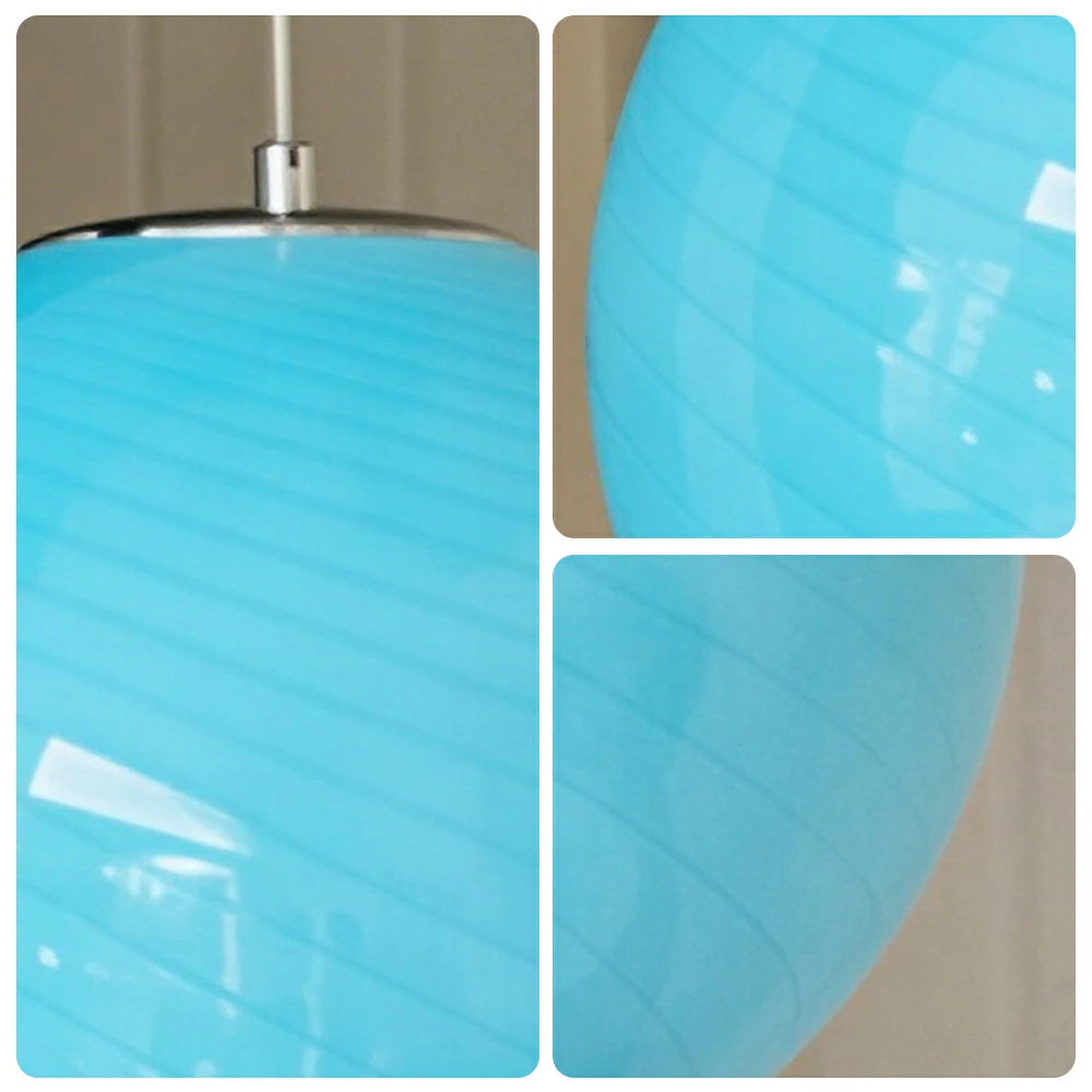 LIVARA 30cm Globe Pendant Light with E27 Fitting for Dining Room Bedroom - Blue